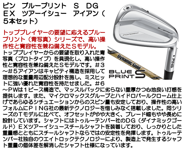 ピン BLUE PRINT S Dynamic Gold EX TOUR ISSUE ダイナミックゴールドEX ツアーイシュー アイアン 5本セット  #6/#7/#8/#9/PW ブループリントS 右利き用