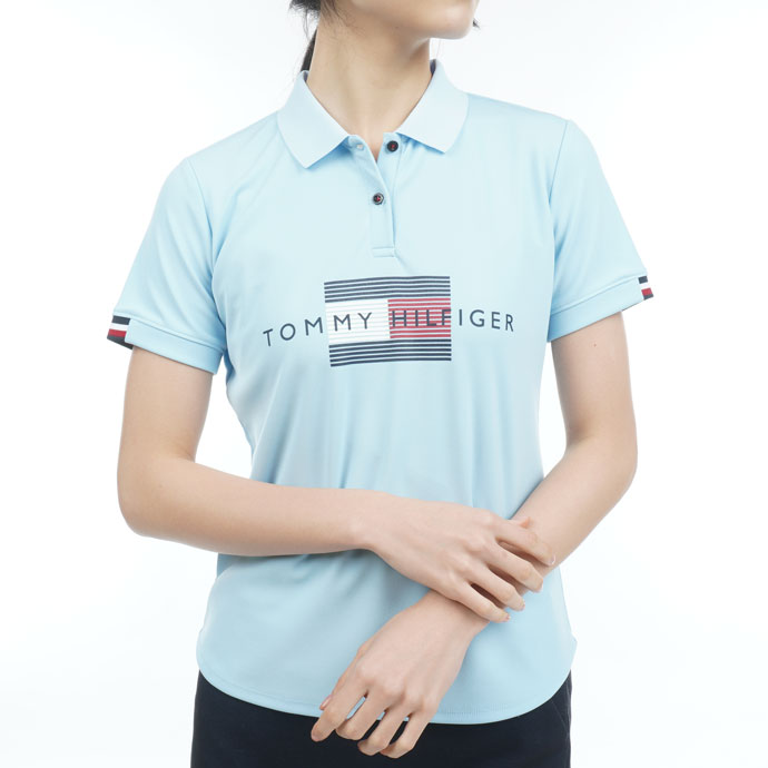 ゴルフ レディース/女性用 トミーヒルフィガー フロントフラッグプリント ポロシャツ THLA314
