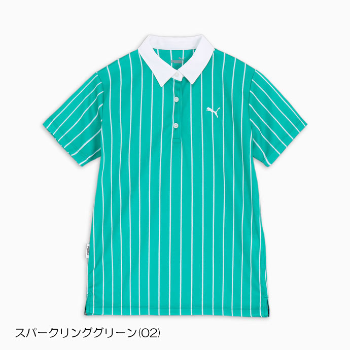 ゴルフ レディース/女性用 プーマ ストレッチカノコストライプＡＯＰポロＳ/Ｓ 627711