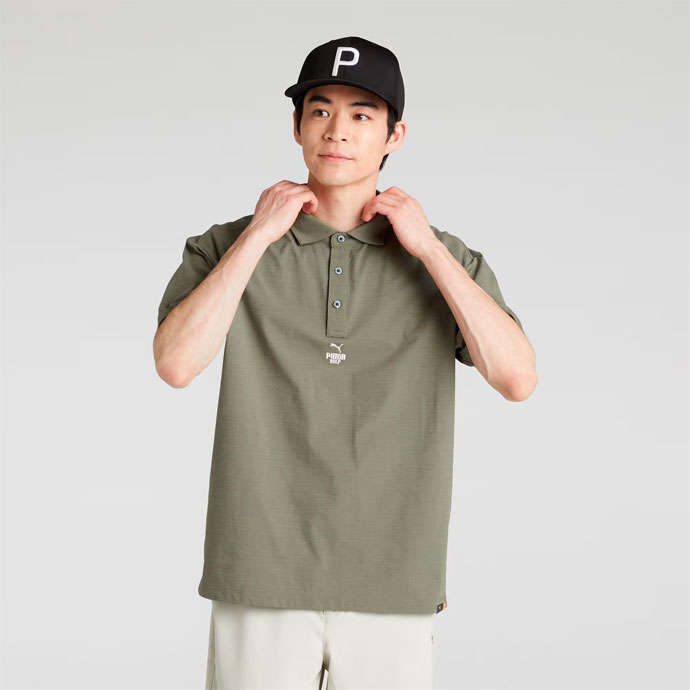 ☆PUMA プーマ GOLF 新品 メンズ 長袖ポロシャツ 赤[923400-01
