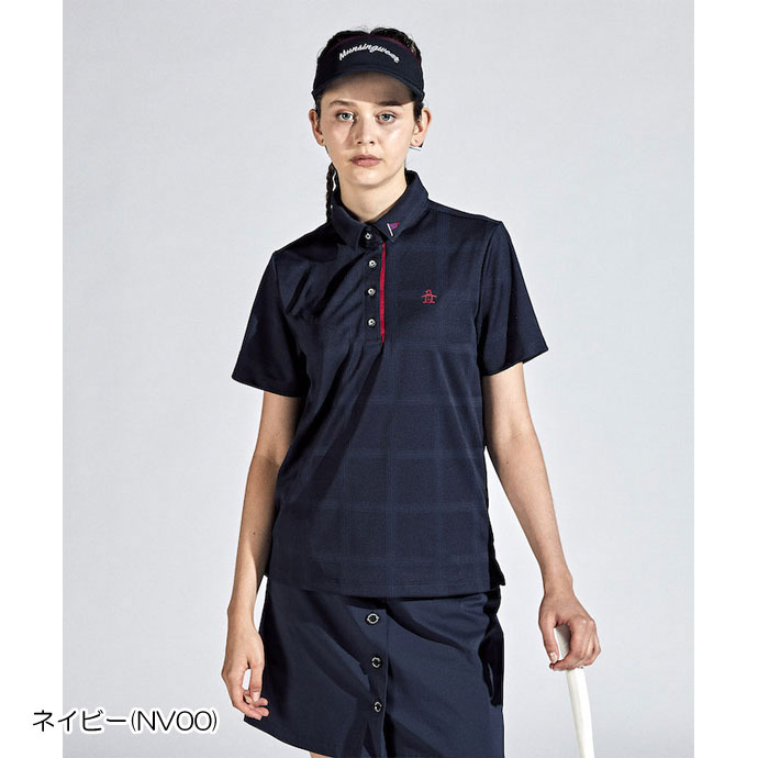 ゴルフ レディース/女性用 マンシング チェックジャカード半袖台衿シャツ MGWXJA05｜leftygolf｜02