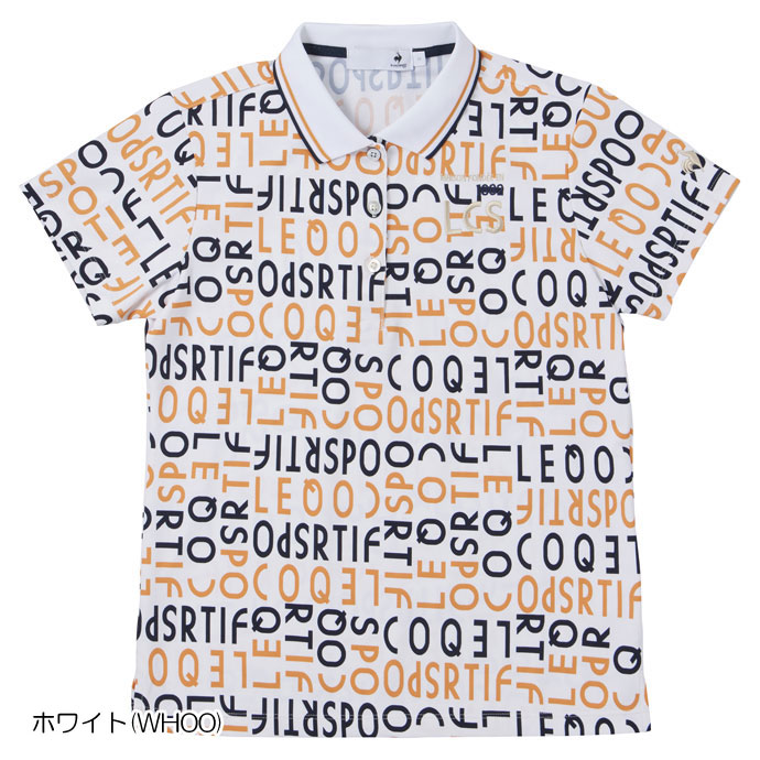 ゴルフ レディース/女性用 ルコック ストレッチフォーサー ロゴ柄半袖シャツ QGWXJA03