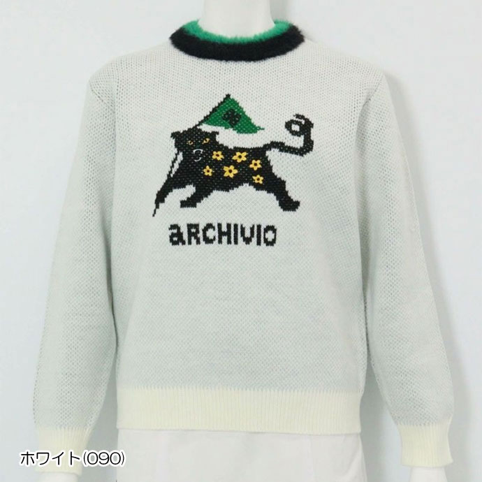 archivio（アルチビオ） ゴルフ レディース 黒ヒョウジャガードニット