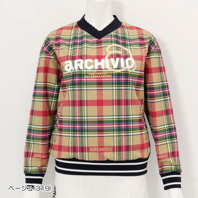 ゴルフ レディース アルチビオ ポーチ付カレッジ風プルオーバー A519913 秋 冬 ゴルフウェアの画像