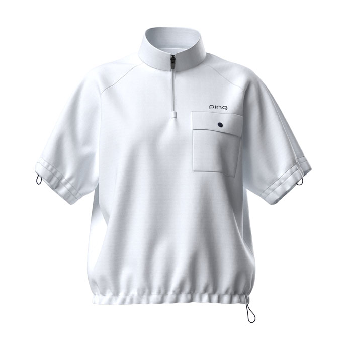 PING - coco 未使用品 ピン PING レディース 半袖ポロシャツ M 白×黒 ホワイト バイカラー 2023年モデル PING APPAREL】テラカノコ半袖バイカラーポロワンピース