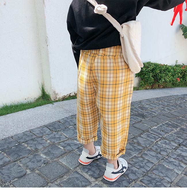 子供 サルエルパンツ 春 チェック柄 女児 ロングパンツ ゆったり