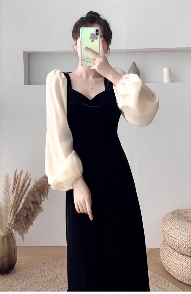 高級感 ベロアワンピース レディース ロングワンピ 長袖 春 ワンピース レトロ バーティー マキシ丈ワンピース 宴会 ドレス 結婚式 バルーンスリ 日本最大級 Farmerscentre Com Ng