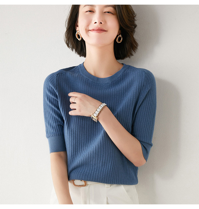 FENDI ニット 半袖 セーター 青と白 ブルー（青）系 FENDI(フェンディ) ニット・セーター(レディース