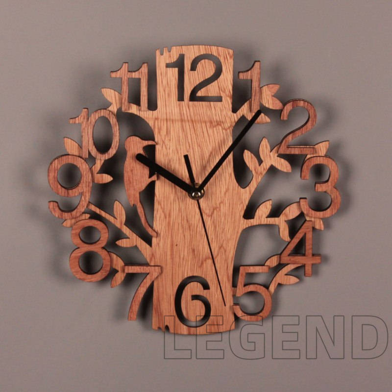 壁掛け時計 掛け時計 時計 木製 鳥と木組合 クロック プレゼント お祝い 鳥 プレゼント｜legend-store123｜02