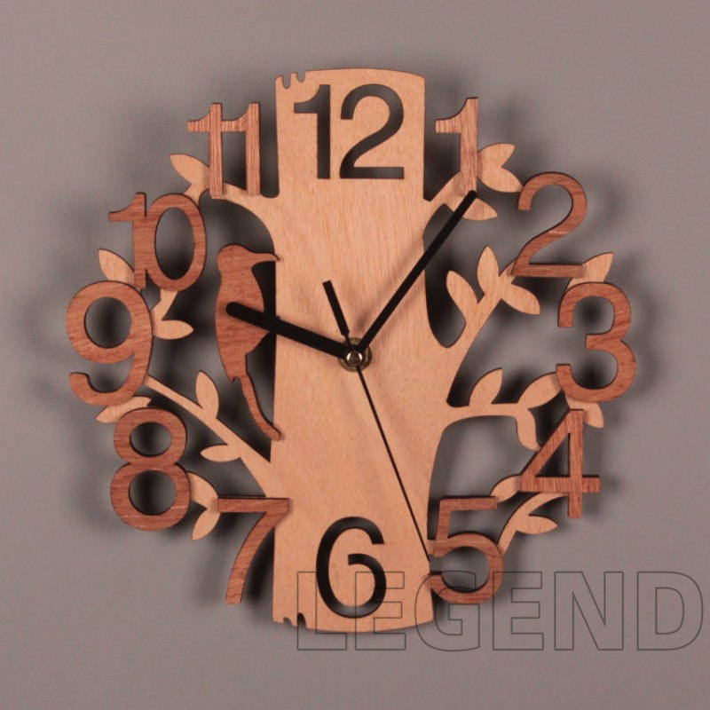壁掛け時計 掛け時計 時計 木製 鳥と木組合 クロック プレゼント お祝い 鳥 プレゼント｜legend-store123｜03