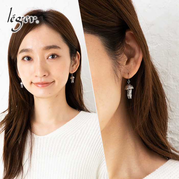 ピアス チタン みずくらげ 6mm フック 両耳 ペア セカンドピアス 揺れる レディース 日本製 金属アレルギー対応 PF283pair レジエ レジェ leger | leger | 01