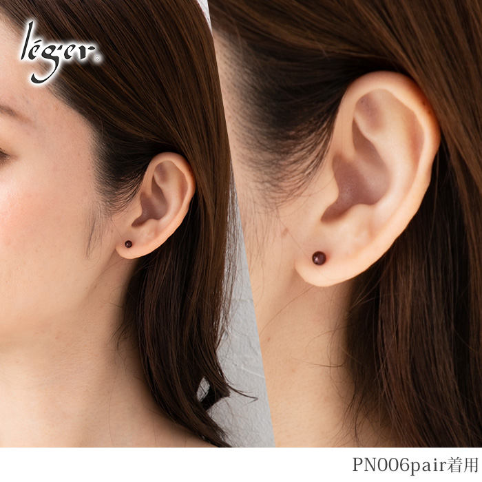 ピアス チタン ポスト ガーネット 4mm ラウンドカット 両耳 ペア セカンドピアス 天然石 日本製 金属アレルギー対応 PN006pair レジエ レジェ leger | leger | 02