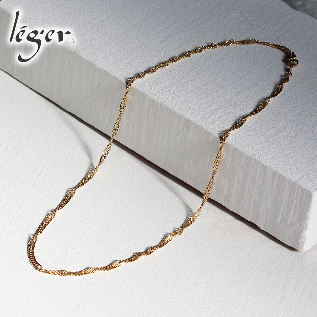 チェーン ネックレス チタン スクリュー IPゴールド 60cm 3.3mm幅 フック カニカン レディース メンズ 日本製 金属アレルギー対応 59cm 58cm 57cm 56cm B60GLF | leger | 01