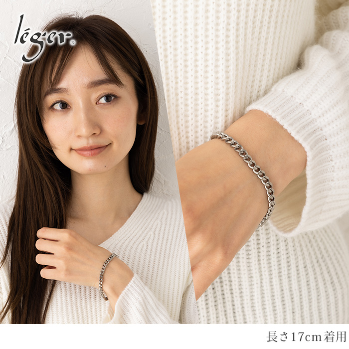 ＼11%OFFクーポン／ ブレスレット チタン 喜平 23cm 5.6mm幅 ブレス 腕輪 バックル メンズ レディース シンプル 金属アレルギー対応 CV23B | leger | 03