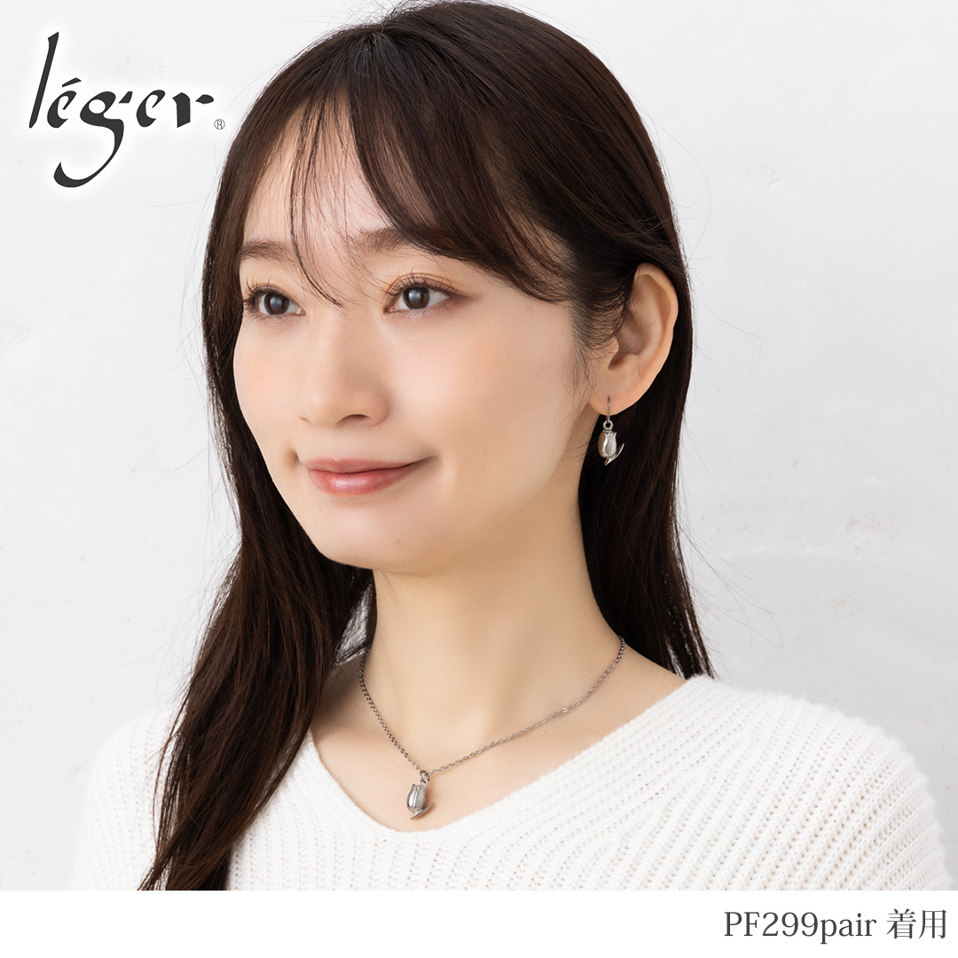 ピアス チタン チューリップ  tulip 牡丹百合 フック 両耳 ペア セカンドピアス 揺れる レディース 日本製 金属アレルギー対応 PF299pair レジエ レジェ leger | leger | 01