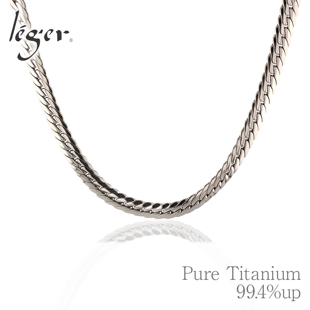 チェーン ネックレス チタン ヘリンボーン 50cm 6.0mm幅 バックル 中折れ レディース メンズ 日本製 金属アレルギー対応 49cm 48cm 47cm 46cm S50B | leger | 05