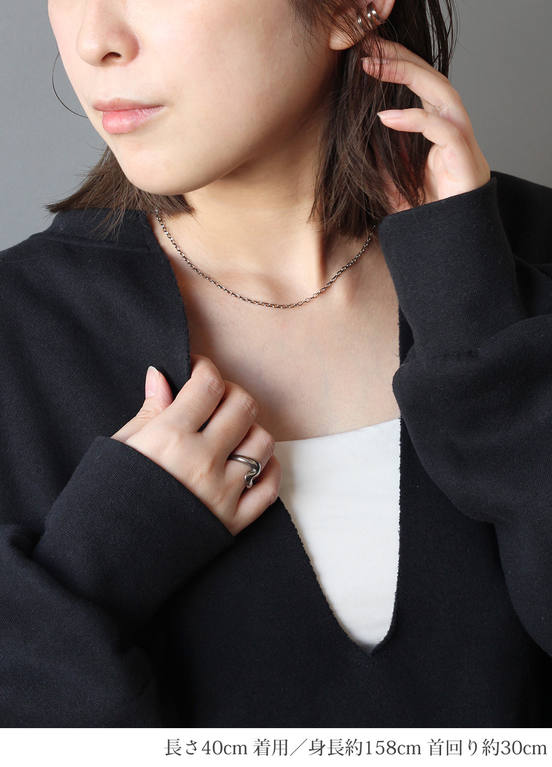 チェーン ネックレス チタン オーバル 40cm 2.2mm幅 フック レディース メンズ シンプル 日本製 金属アレルギー対応 39cm 38cm 37cm 36cm SO40F | leger | 02