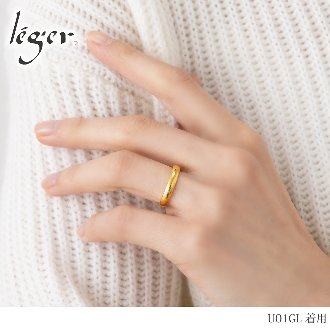 ペアリング 結婚指輪 チタン IPゴールド 甲丸 3.5mm幅 名入れ可能 マリッジリング かまぼこ 日本製 金属アレルギー対応 U01GLpair レジエ レジェ leger 関連画像2