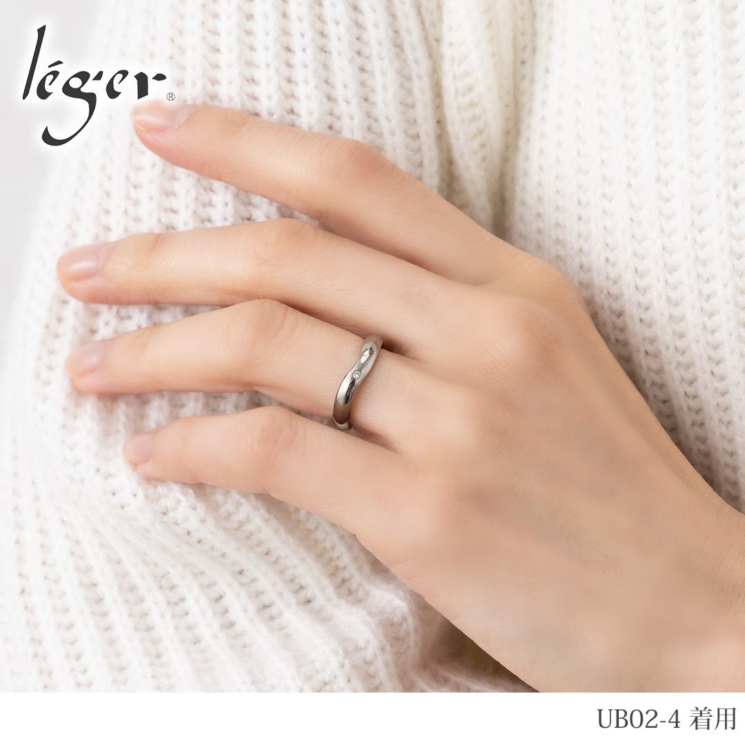 マリッジリング 結婚指輪 チタン ダイヤモンド ひねり 3.5mm幅 名入れ可能 ペアリング シンプル ダイアモンド 金属アレルギー対応 UB02-4pair レジエ legerの画像