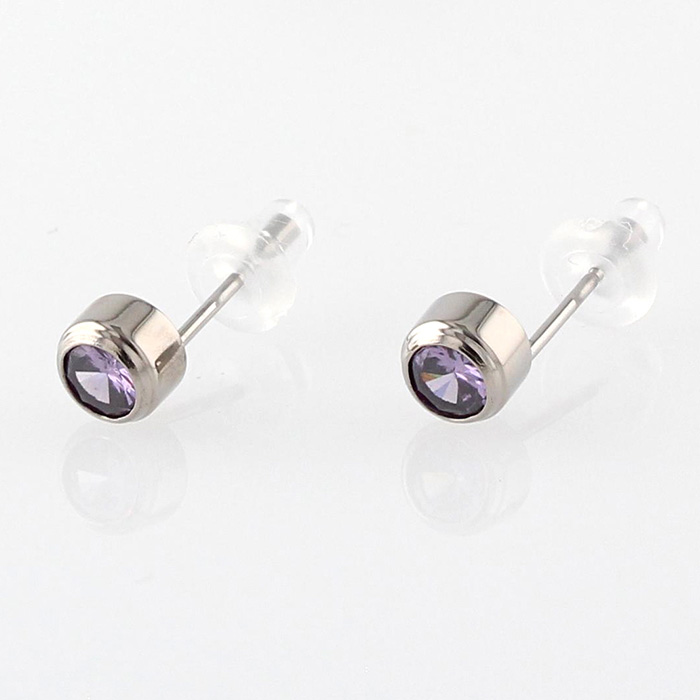 leger ピアス チタン ポスト ジルコニア 6色 φ4.0mm 両耳 ペア