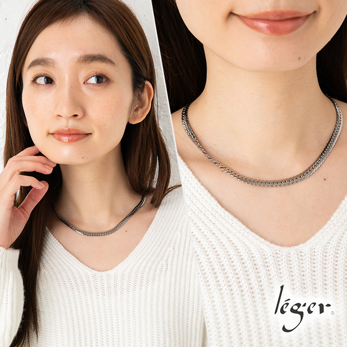 チェーン ネックレス チタン ヘリンボーン 40cm 6.0mm幅 バックル 中折れ レディース メンズ 日本製 金属アレルギー対応 39cm 38cm 37cm 36cm S40B | leger | 02