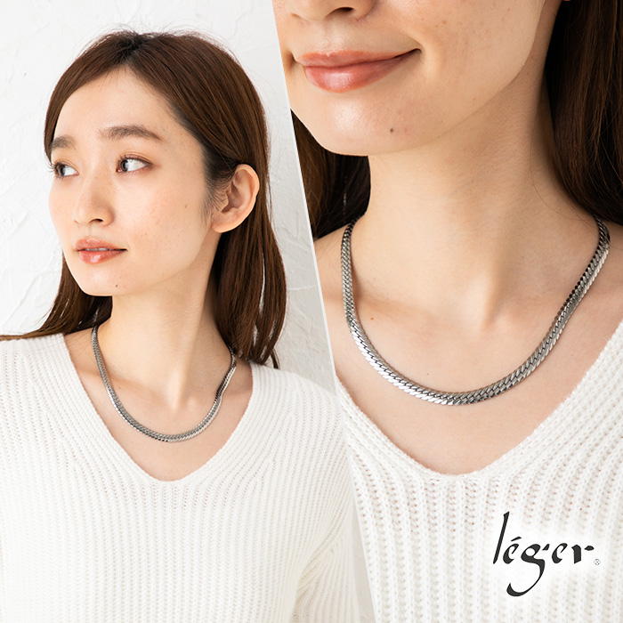 チェーン ネックレス チタン ヘリンボーン 45cm 6.0mm幅 バックル 中折れ レディース メンズ 日本製 金属アレルギー対応 44cm 43cm 42cm 41cm S45B | leger | 02