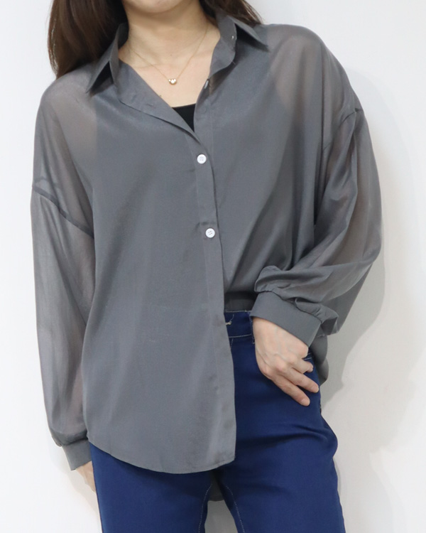 シアーシャツ シアーブラウス シャツブラウス オーバーサイズ