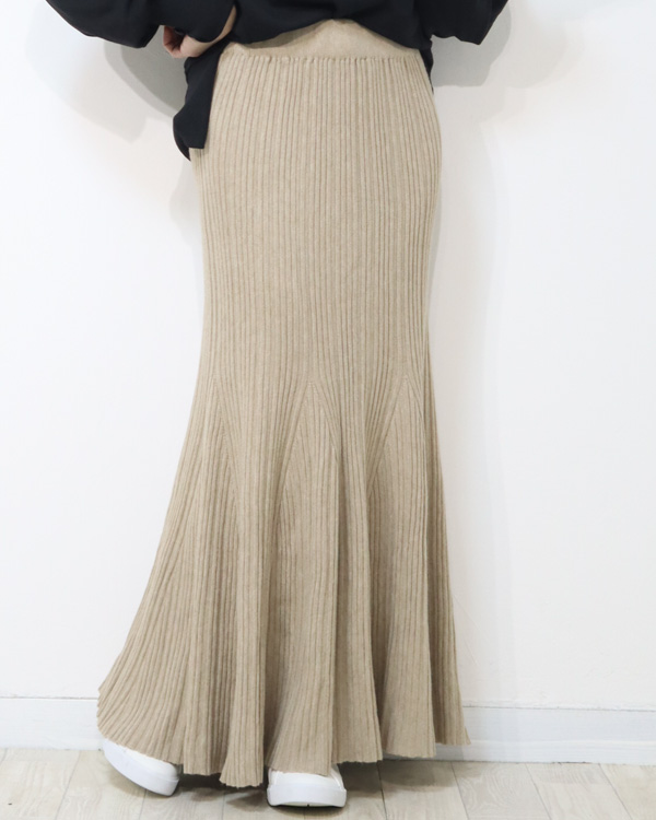 リブニット 上品くびれのマーメイドスカート ロングスカート マキシ