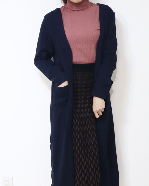 裏ソフトフリースロングカーディガン マキシ丈 超ロング : Leggy&Paggy