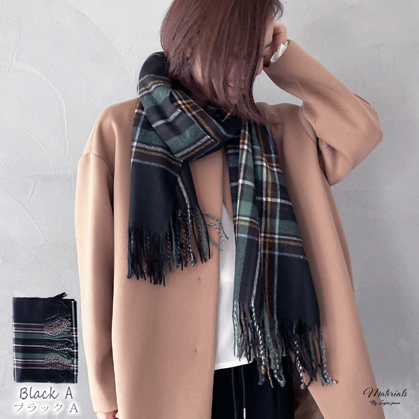 SALE10%OFF】 マフラー チェック レディース 柄 厚手 大判 カシミヤ