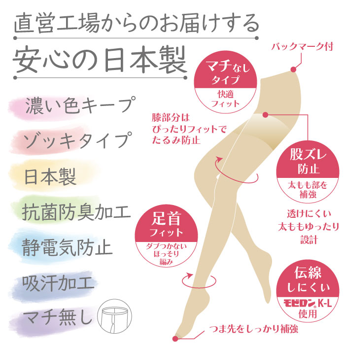 【工場直営】【大きいサイズ】日本製ゆったりパンスト3L 4L 5L 6L 7L 8L 【ストッキング】piedo FreeFit（フリーフィット）