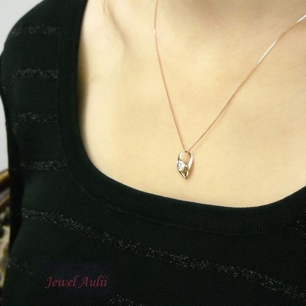 ダイヤモンド ネックレス 一粒 k18pg 0.3ct オープンハート 18金ピンク 