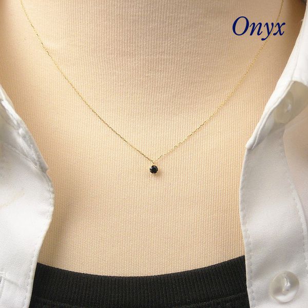 オニキス ネックレス k18 18金ゴールド レディース 50代 40代 60代 30