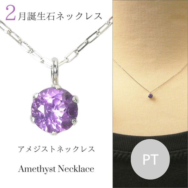アメジスト ネックレス プラチナ レディース 50代 40代 60代 30代 20代 2月誕生石 スキンジュエリー ギフト プレゼント クリスマス ペンダント pt900 pt850