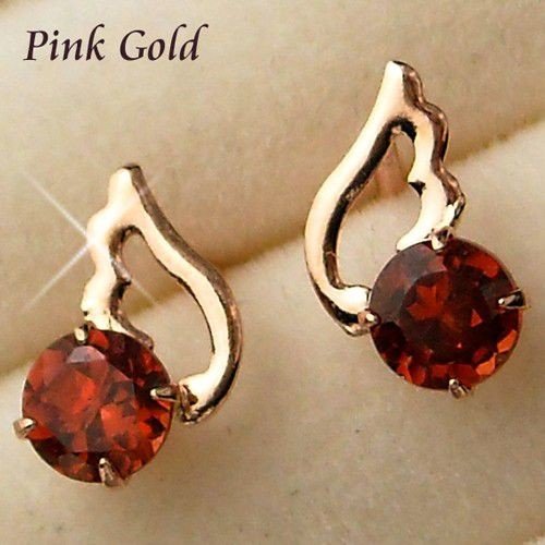 ガーネット ピアス 天然石 天使の羽 一粒 1月誕生石 レディース 50代 40代 60代 30代 20代 10金ピンクゴールド k10pg 羽根モチーフ クリスマス プレゼント