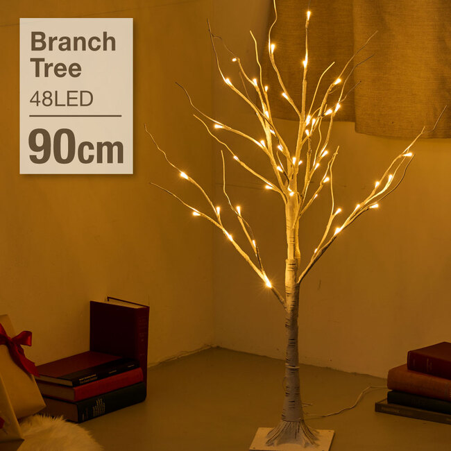 ブランチツリー 白樺 ツリー 90cm 北欧 枝ツリー クリスマス インテリア まるで本物！夜のお部屋のインテリアに最適！イルミネーション