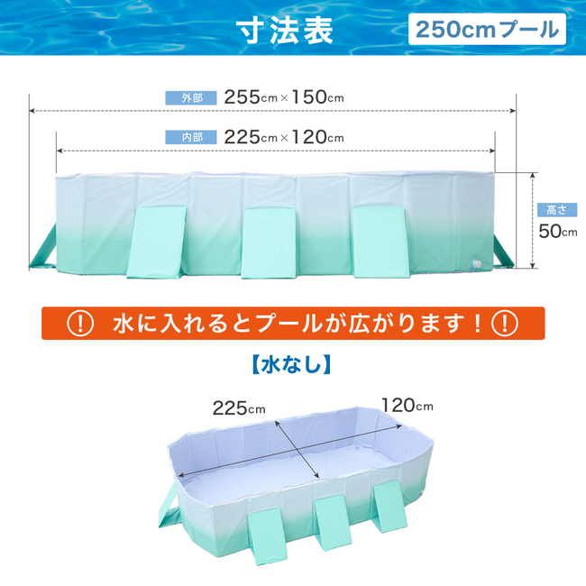 プール 2.5m ビニールプール 大型 折り畳みプール 空気入れ不要 【子供たちを笑顔にするHappy family pool】遊具 子供用 家庭用の画像