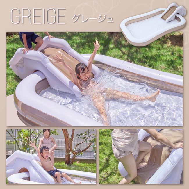 プール ビニールプール 滑り台 大型 子供用 家庭用 250cm×160cm×30cm 四角いプール 家庭用プール 世界シェア約60％独占契約店の画像