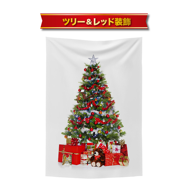 完成品）レッドワークのXmasタペストリー-