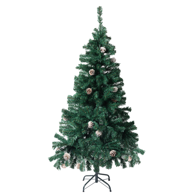 クリスマスツリー 150cm 本物の葉の色を再現したナチュラルツリー クリスマス まつぼっくり付 雪付 松かさ コンパクト収納可能 グリーン