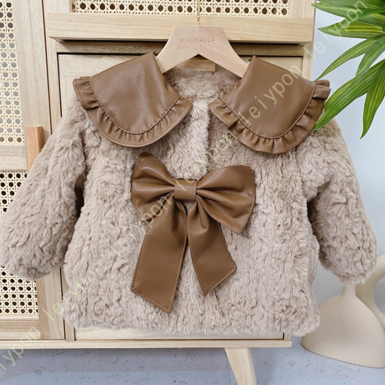 ガールズ ムートンコート 子供服 ボアコート 女の子 防寒ジャケット フリル付き コート ボアコート ボアジャケット キッズ アウター ショート丈 コート 幼児｜leiypon｜02