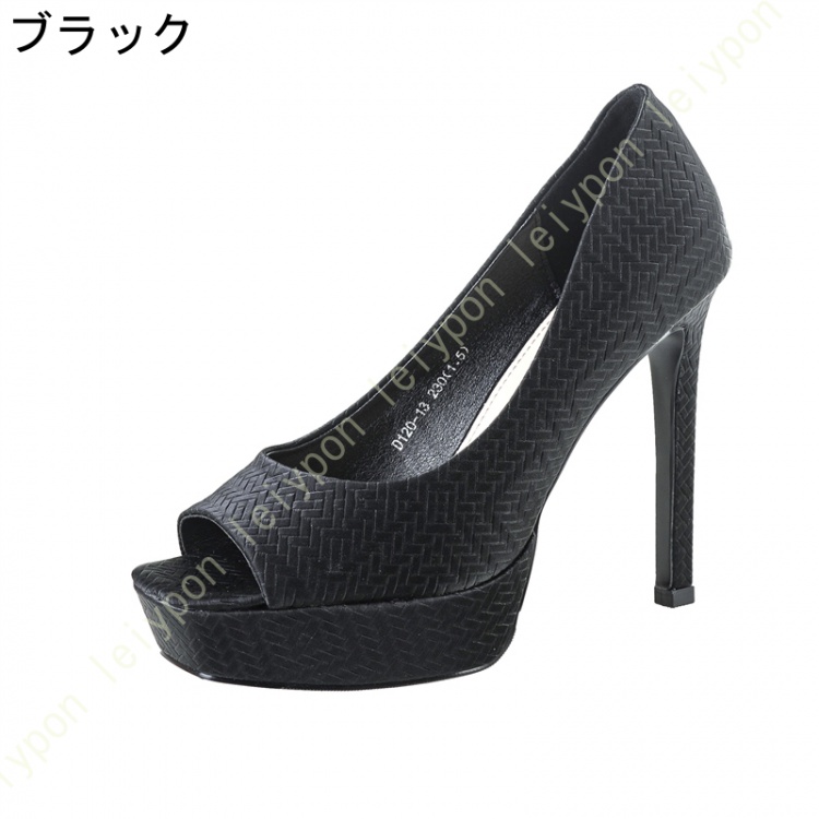 パンプス サンダル オープントゥ ハイヒール 12cm ピンヒール プラットフォーム 厚底 キャバ 結婚式 パーティー レディース 美脚 スエード 通気性 痛くない_1