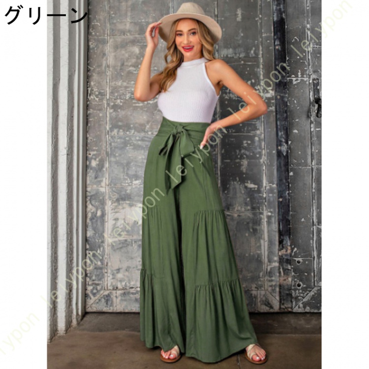 美脚 ワイドパンツ フレアパンツ レディース ガウチョパンツ/ベリーダンス/マタニティウェア/ヨガパンツ リラックス 部屋着 カジュアル レディス Ladies pants |  | 02