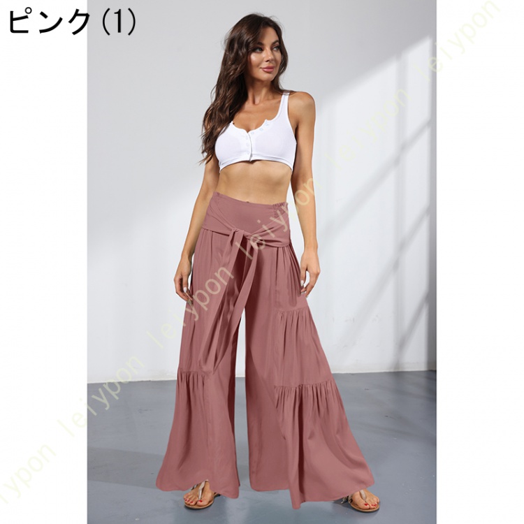 美脚 ワイドパンツ フレアパンツ レディース ガウチョパンツ/ベリーダンス/マタニティウェア/ヨガパンツ リラックス 部屋着 カジュアル レディス Ladies pants |  | 12