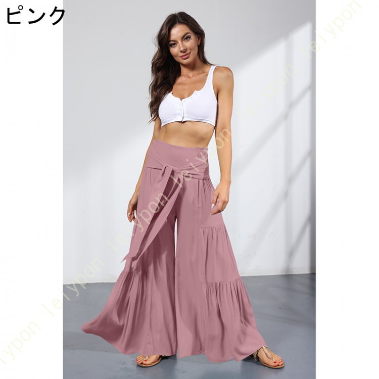 美脚 ワイドパンツ フレアパンツ レディース ガウチョパンツ/ベリーダンス/マタニティウェア/ヨガパンツ リラックス 部屋着 カジュアル レディス Ladies pants |  | 08