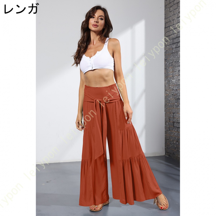 美脚 ワイドパンツ フレアパンツ レディース ガウチョパンツ/ベリーダンス/マタニティウェア/ヨガパンツ リラックス 部屋着 カジュアル レディス Ladies pants |  | 10