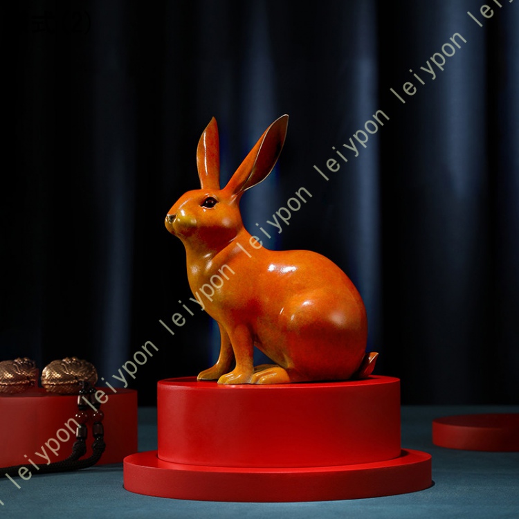 かわいい うさぎ 雑貨 真鍮製 インテリア 置物 縁起物 装飾 オブジェ ホーム オフィス 兎 オーナメント おしゃれ 風水 ホーム デコレーション プレゼント 招財_2