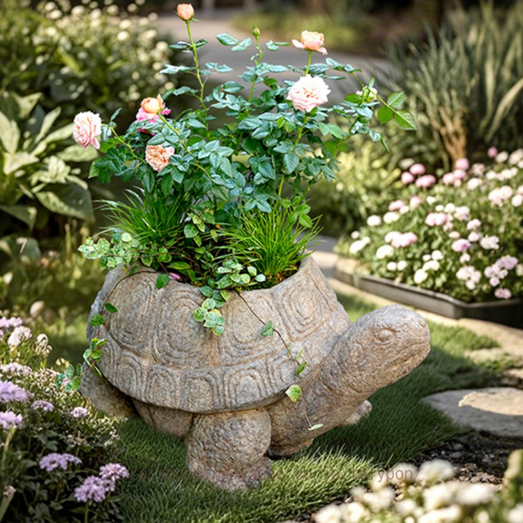 アニマル 多肉植物 ポット 鉢 かわいい かめ 石 植木鉢 インテリア