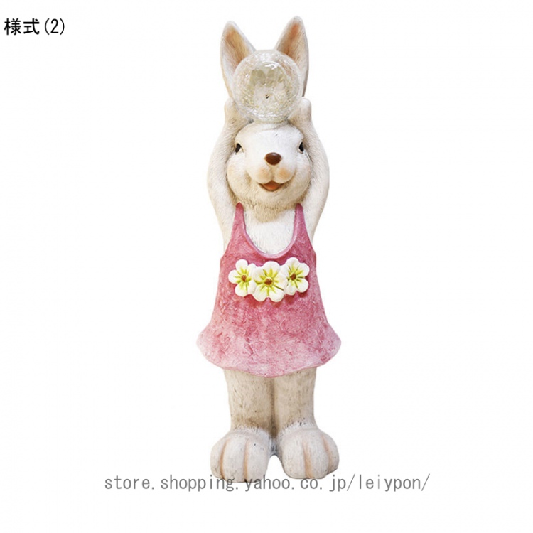 うさぎ 置物 ソーラーガーデンライト 屋外 防水 自動点灯消灯 プレゼント ガーデニング雑貨 置物 かわいい ガーデン装飾 ウサギの置物 防水 耐久性 装飾品_2