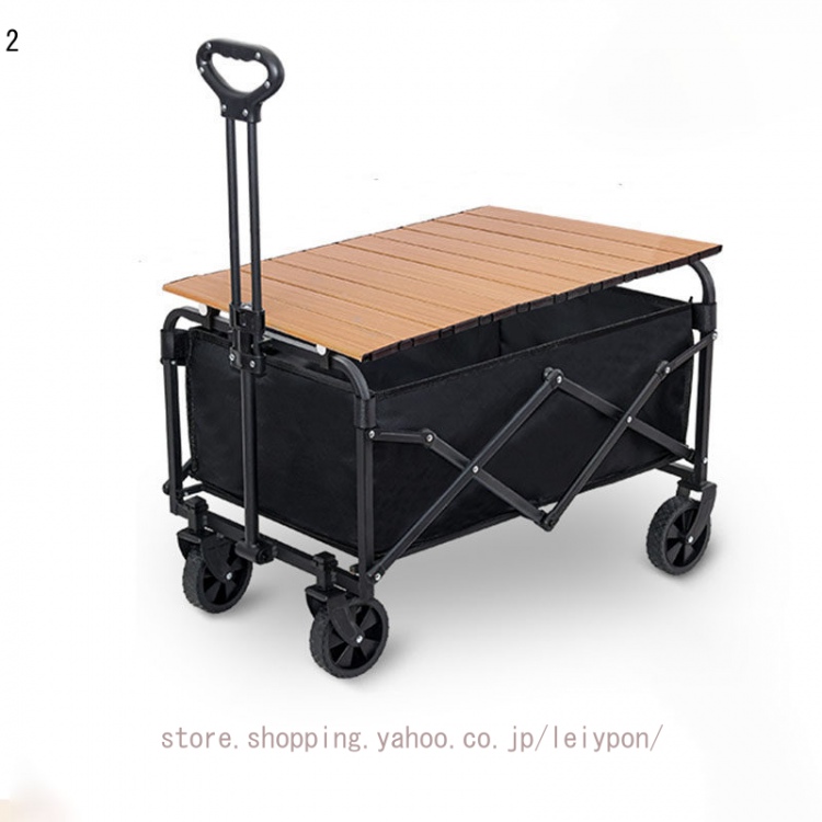 アウトドアワゴン テーブルセット キャリーワゴン キャリーカート 折りたたみ 4輪 頑丈 耐荷重50kg 大容量 90L ワイドタイヤ 軽量 コンパクト アウトドアの画像